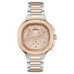 Versace V-Chrono Square Chronograph Quartz Rose Gold Dial Watch VEVCA0524